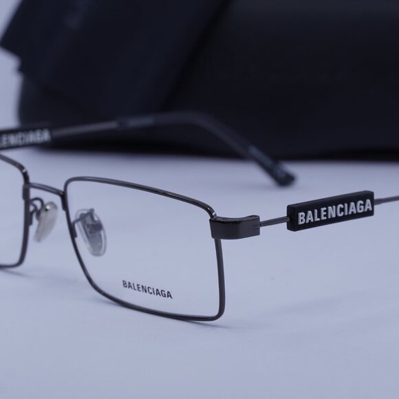 Balenciaga BB0118O 001 Rectangle Eyeglasses 56mm - Dark Grey - Picture 4 of 11